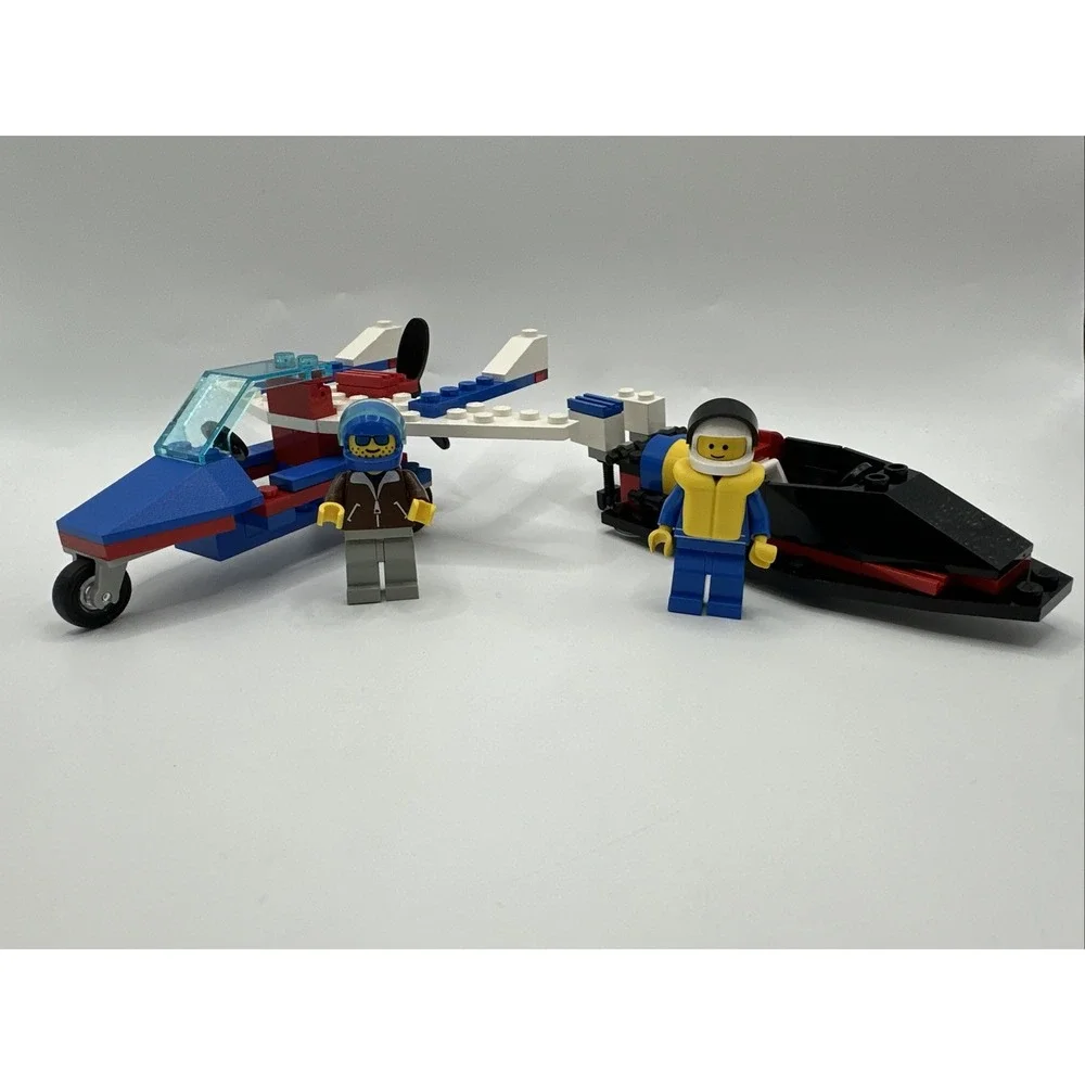 Vintage 1993 LEGO Town 6536 Aero Hawk & 6537 Hydro Racer Near Complete